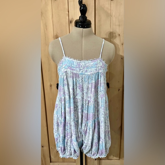 FREE PEOPLE Printed Crush Blush Playsuit Sleepwear Romper Pajama Lounge Intimate - Picture 2 of 11